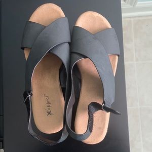 Xappeal Black Gabrielle Wedge Sandal